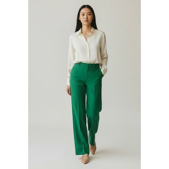 Boden Pants - Boden Wide Leg Pants Women 20-22R Green Solid Relaxed Modern Classic Elegant